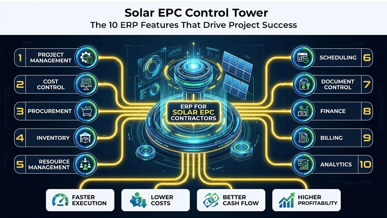 Solar EPC Control Tower: The 10 ERP Features That Drive Project Success